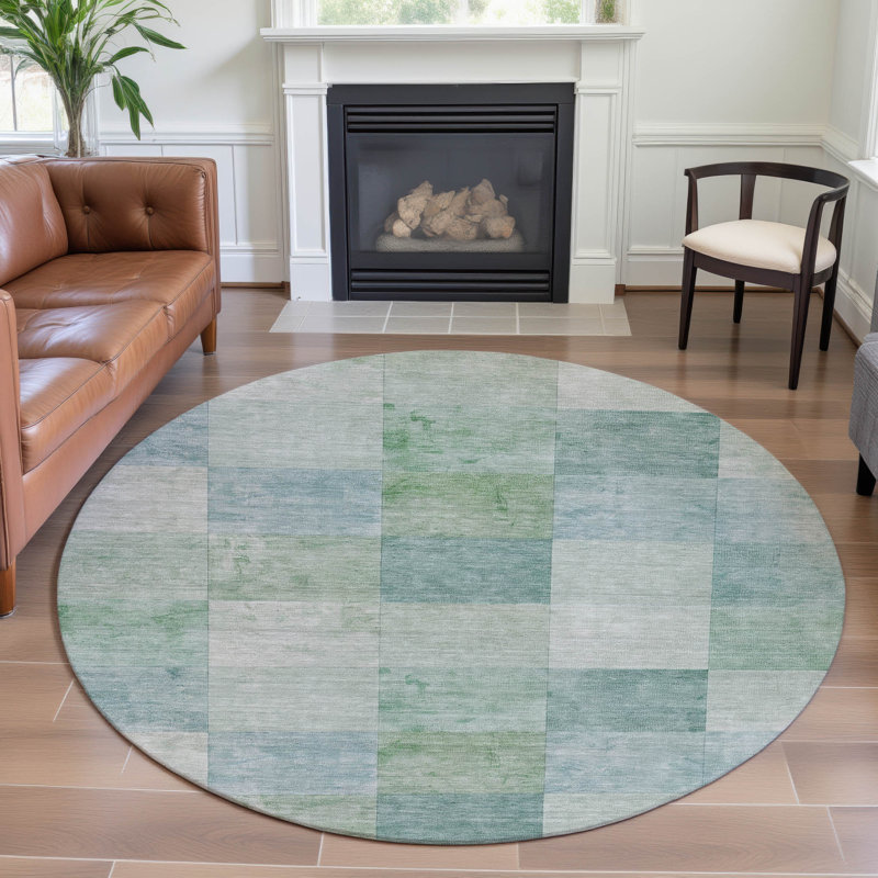 Premium Machine Washable Alijah AMF1255 Geometric Rug, Round 8'