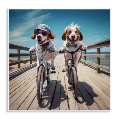 Az-196-Framed " Coastal Bicycle Dogs " by Ray Powers