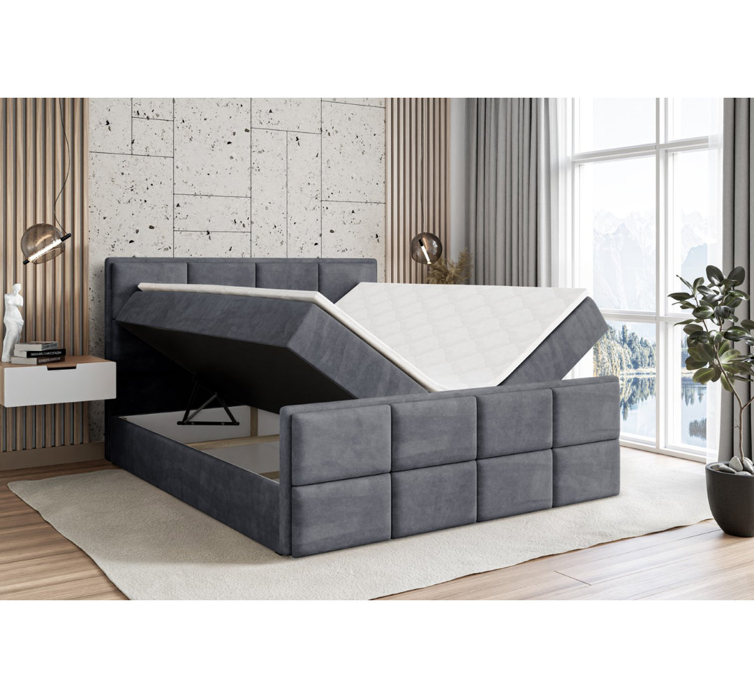 Boxspringbett mit bettkasten und Topper