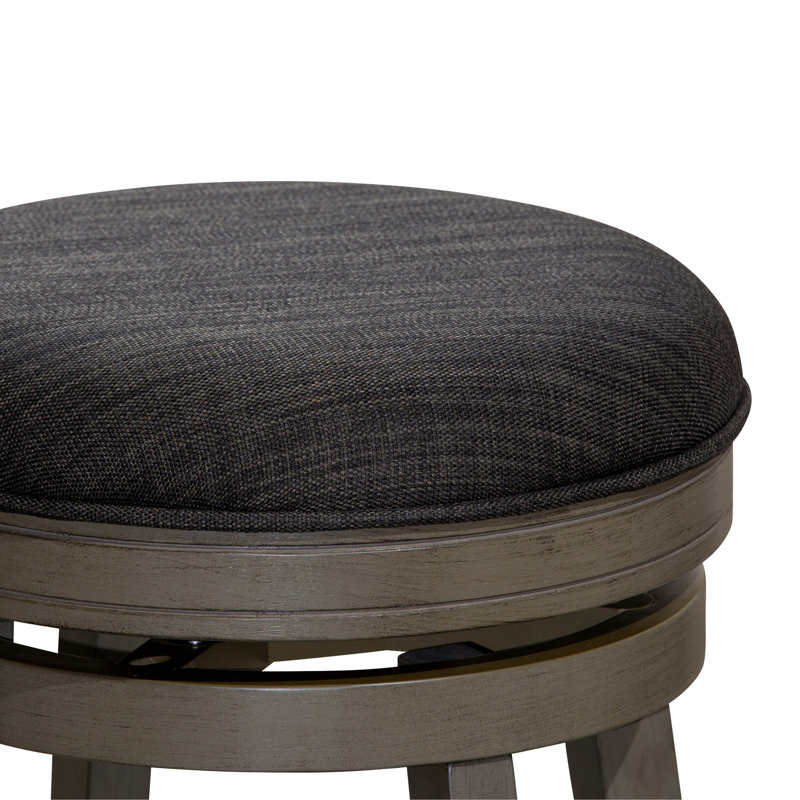 Ber Swivel Solid Wood Counter Stool, Weathered Gray, Black