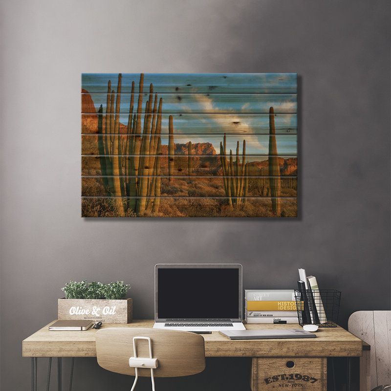 «Senita Cactus, Ajo Mountains, Organ tuyau Cactus Nm, Arizona» par Tim Fitzharris - impression sans cadre sur bois