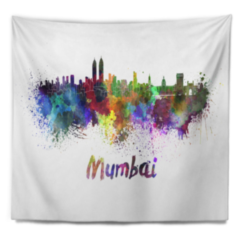 Tapisserie de mumbai skyline Cityscape, H 32 po x l 39 po