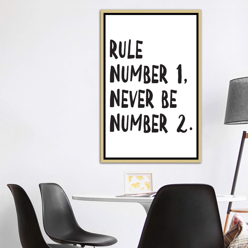 Règle numéro - reproduction d'art textuel, H 60 po x l 40po x P 1,5 po, Toile encadrée d'or, Pas de tapis