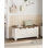 Coffre de rangement de 39,4 po, coffre de rangement très grand avec 2 charnières, banc en bois, coffre de rangement relevable, banc à chaussures pour entrée, chambre à coucher, salon, blanc rustique et brun