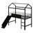 Twin Size Metal Loft Bed With Slide And Two-Sided Writable Wooden Board, Metal House Bed With Guardrail And Ladder-1019533752