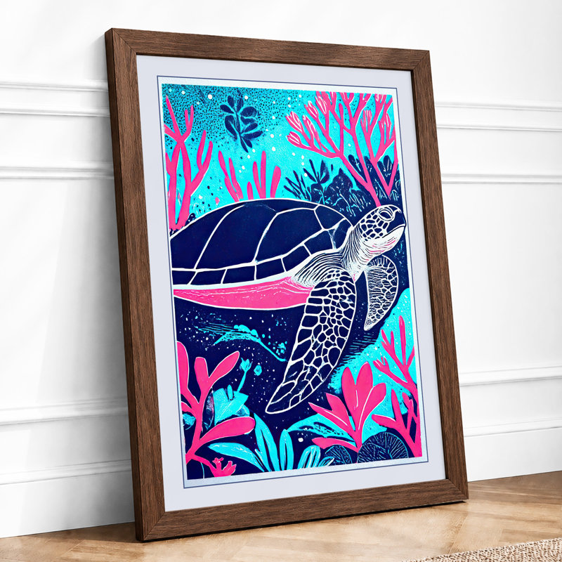 Turtle Tropical - Print, A4 - 29.7 x 21.0 cm, Walnut
