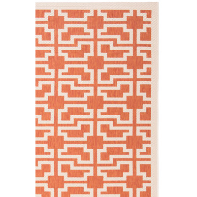 Arneshia Geometric Indoor / Outdoor Terracotta/Beige Area Indoor/Outdoor Area Rug