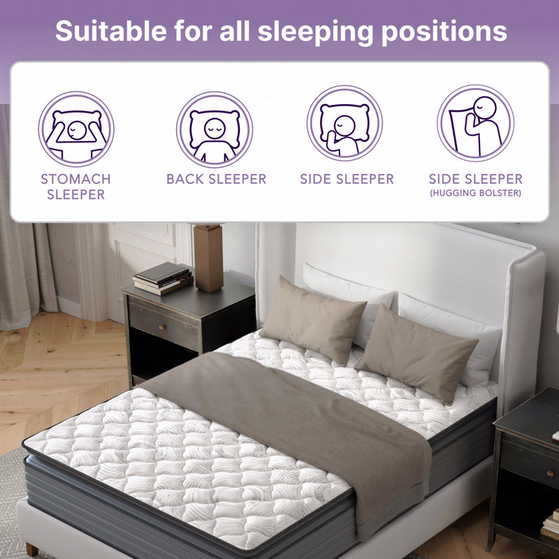Matelas à plateau-coussin hybride 14 po, Lit simple