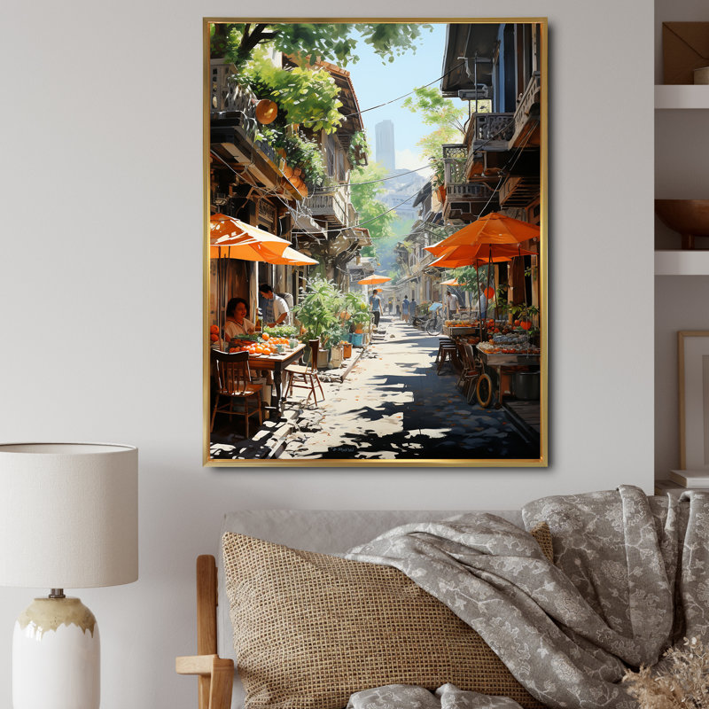 Daison, "Market Rhyth I" sur toile imprimée sur toile, H 32 po x l 24 po x P 1 po, Cadre flottant doré