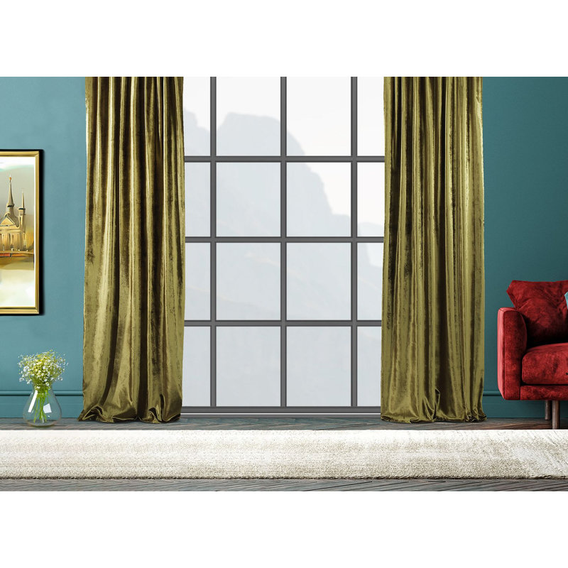 Room Darkening Single Curtain Panel, Sage, 260cm Width x 295cm Drop