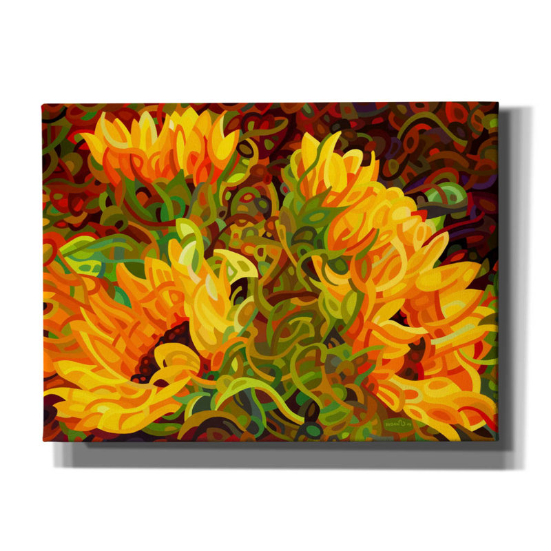 «Four Sunflowers» par Mandy Budan, art mural sur toile, H 40 po x l 54 po x P 1,5 po