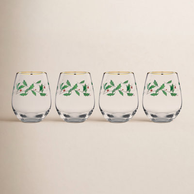 Holiday Stemless Wine Glass