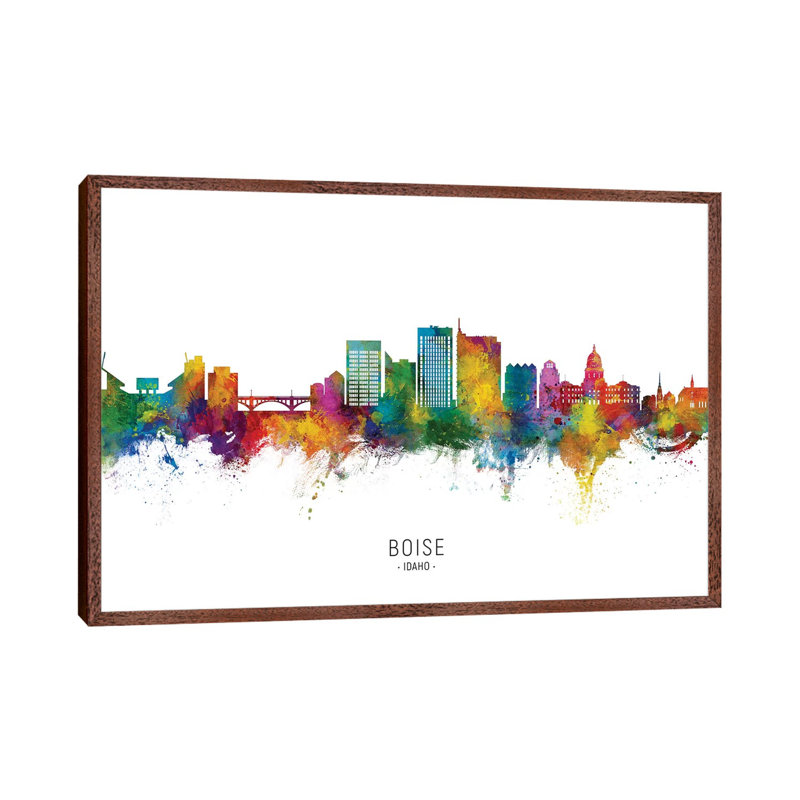 Boise Idaho Skyline City Name by Michael Tompsett - Print on Canvas, 66.04cm H x 101.6cm W x 3.81cm D