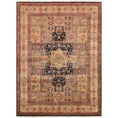 Tapis brun / noir noué à la main Agra