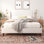 Warrick Upholstered Platform Bed Frame with Wingback Headboard | No Box Spring Needed