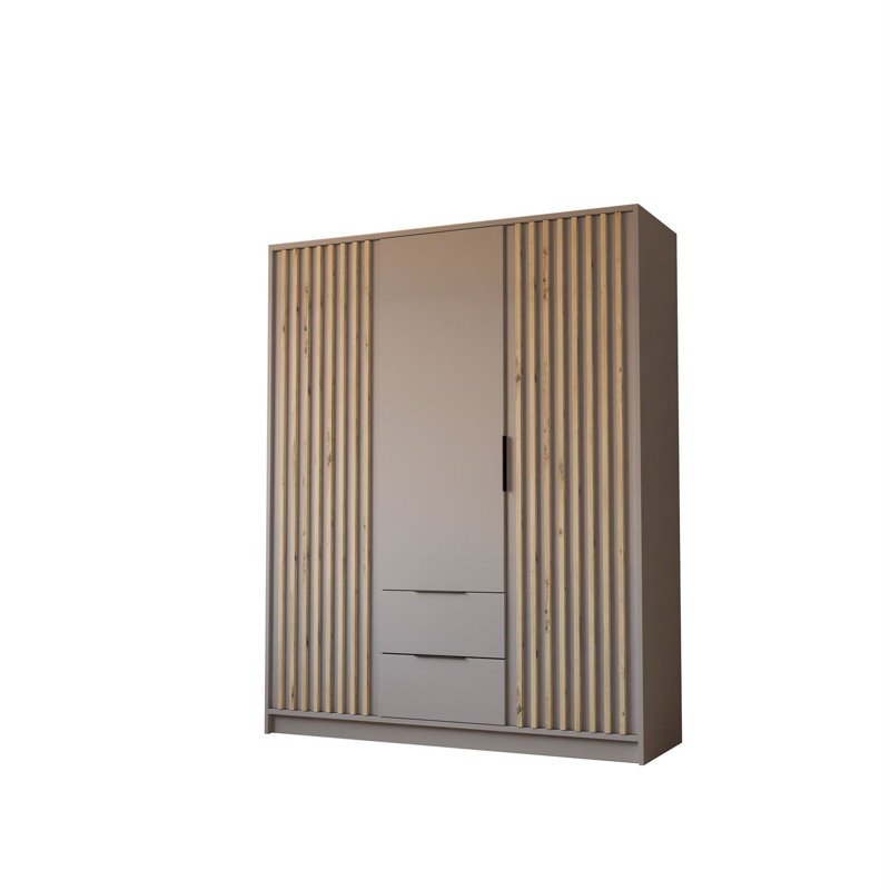 Pacursa 3 Door Manufactured Wood Wardrobe, Grey/Beige