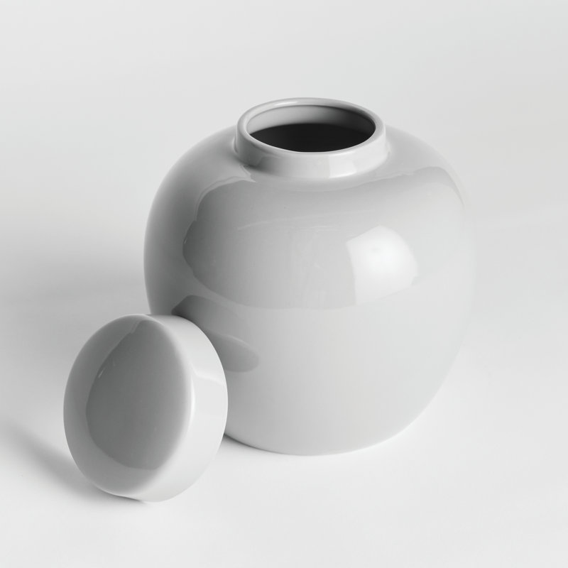 Francina Handmade Ceramic Ginger Jar, White, 9.5" H x 9" W x 9" D