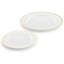  Service de table en plastique jetable 600 pièces pour 100 invités en blanc avec bordure dorée-2137312590