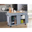 Îlot de cuisine avec comptoir en bois d'hévéa, chariot de cuisine sur 5 roues avec armoire de rangement-1449797396