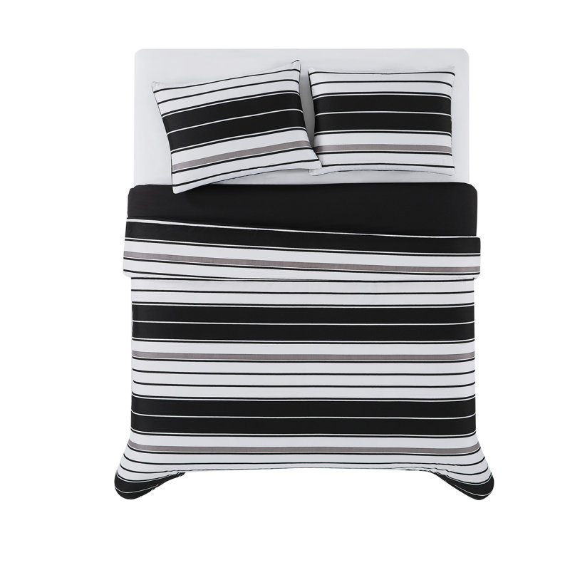 Twin Black Microfiber Comforter and Sham Set