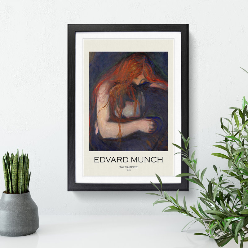 The Vampire Vol.1 by Edvard Munch - Picture Frame Painting, Black Framed, 48cm H x 36cm W x 2cm D