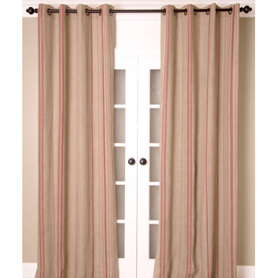 Stripes 100% Linen Sheer Curtain Panel with Grommet Top for Bedroom, Living Room