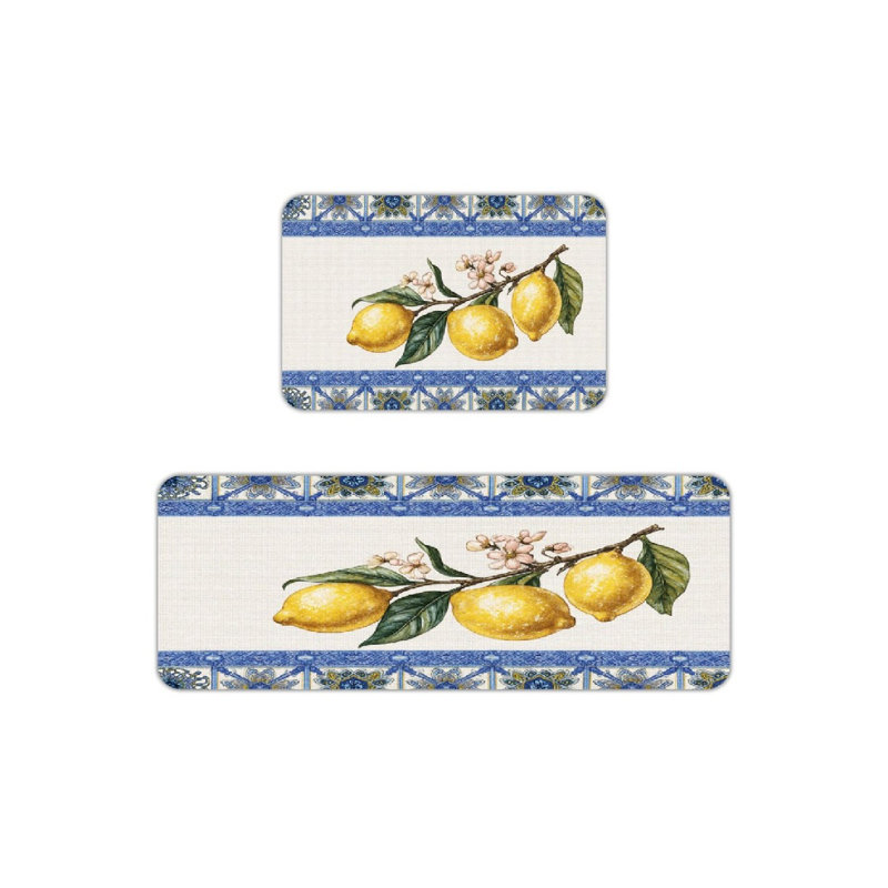 Ensemble de 2 tapis de cuisine citron méditerranéen