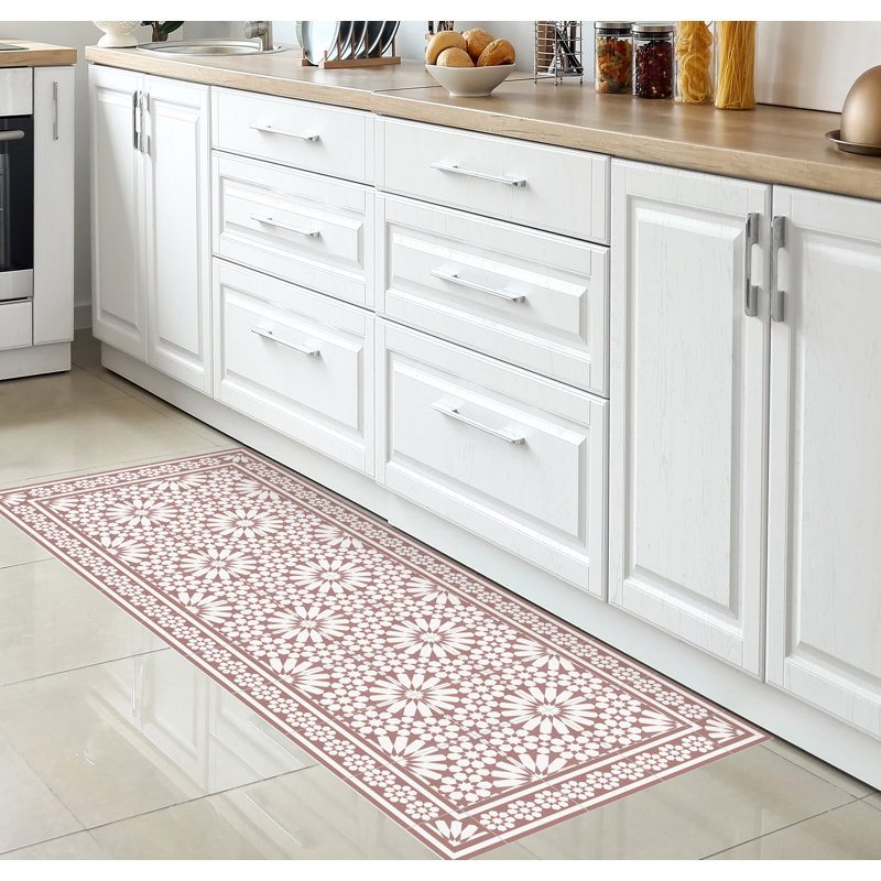 Absar Vinyl Machine Printed Area Rug, Rectangle 2'2" x 8'2.4"