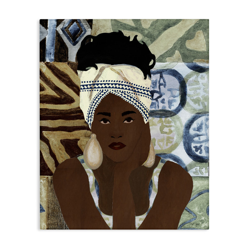 «Introspective Woman in Earth Tones», art mural par Janet Tava, H 48 po x l 36 po