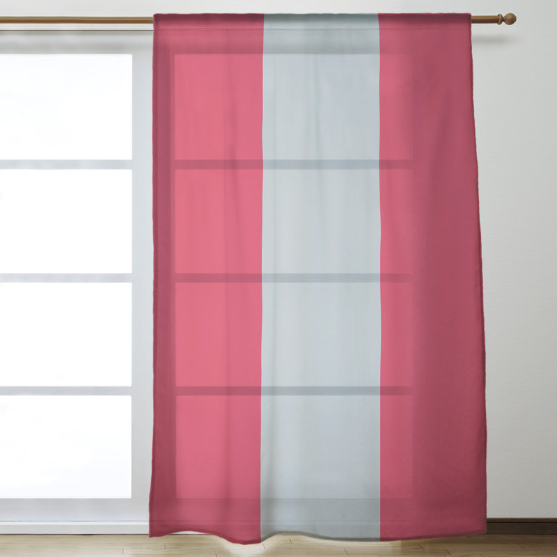Panneau de rideau simple diaphane avec passe-tringle Stripes, New England Football Red/Silver/Red