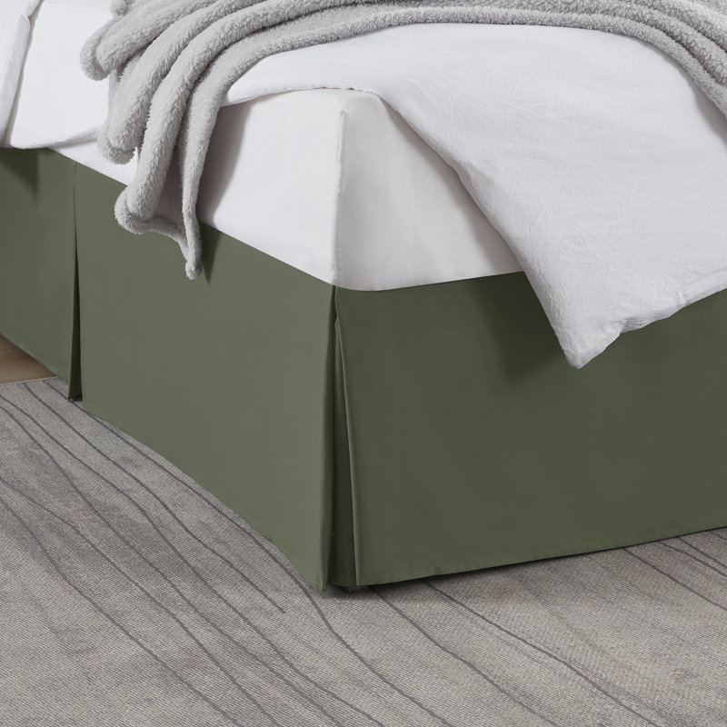 Luxury Pleated 14" Bed Skirt, Full XL, Olive Green