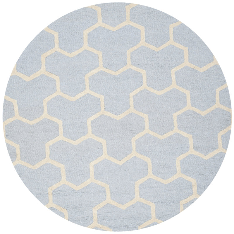 Deedgra Cambridge Hand Tufted Wool Geometric Rug, Round 6'