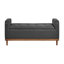 Banc Mid-Century moderne en bois massif, tissu texturé gris foncé, chambre, siège rembourré d'une hauteur de 22,5 po, profondeur du siège de 18,5 po-1885813474