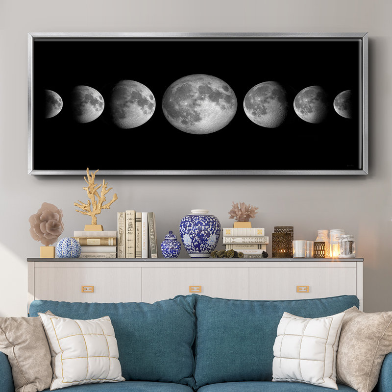 Phases lunaires, H 8 po x l 20 po x P 1,5 po, Argent