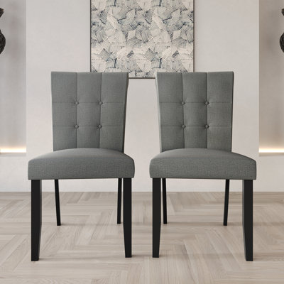 Black Wooden Dining Chair With Linen Cover