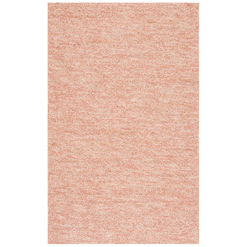 Jarid Natural Fiber Hand Loomed Wool/Jute Rug in Pink/Natural, Rectangle 5' x 8'