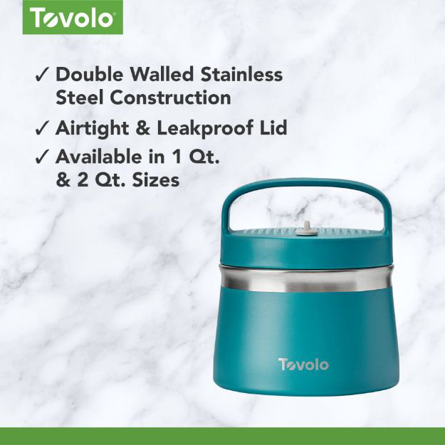 Tovolo Stainless Steel Insulated Food Traveler, White, Marine Blue