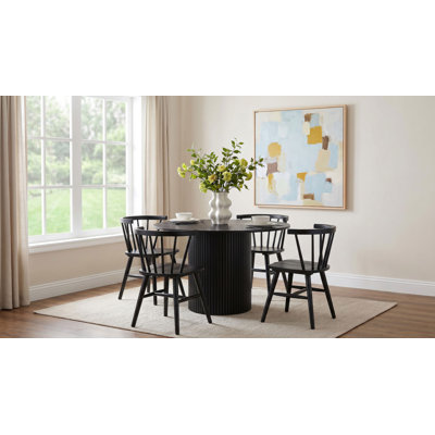 Hamlyn 5-Piece Round Wood Dining Set Black