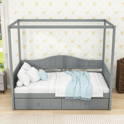 Karalin Twin 2 Drawers Wood Canopy DayBed