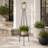 Outdoor Solar Lantern Floor Lamp with Plant Stand, Vintage Black Iron Tripod Patio Light