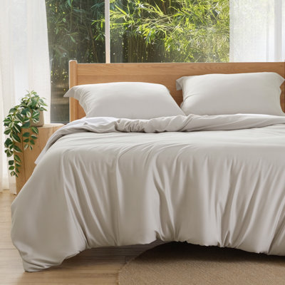 Bedsure Linen Duvet Cover King Size - Rayon Derived from Bamboo Cooling Duvet Cover Set, 3-Piece Set with Zipper Closure (104"x90") and 2 Pillow Shams, Comforter Not Included