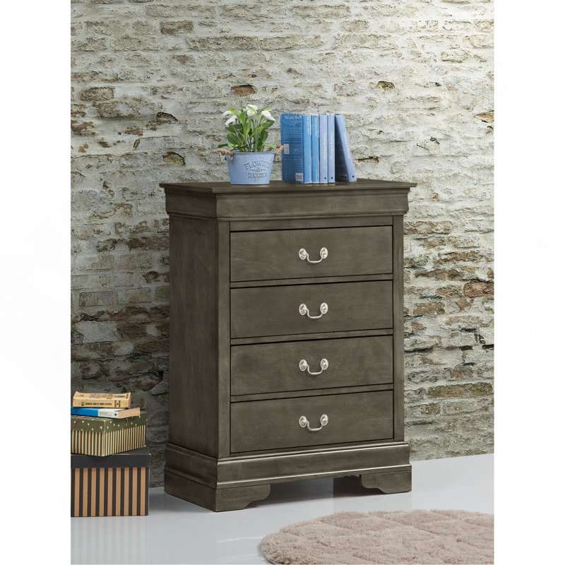 Commode 4 tiroirs Louis Phillipe G3160-BC, Gris