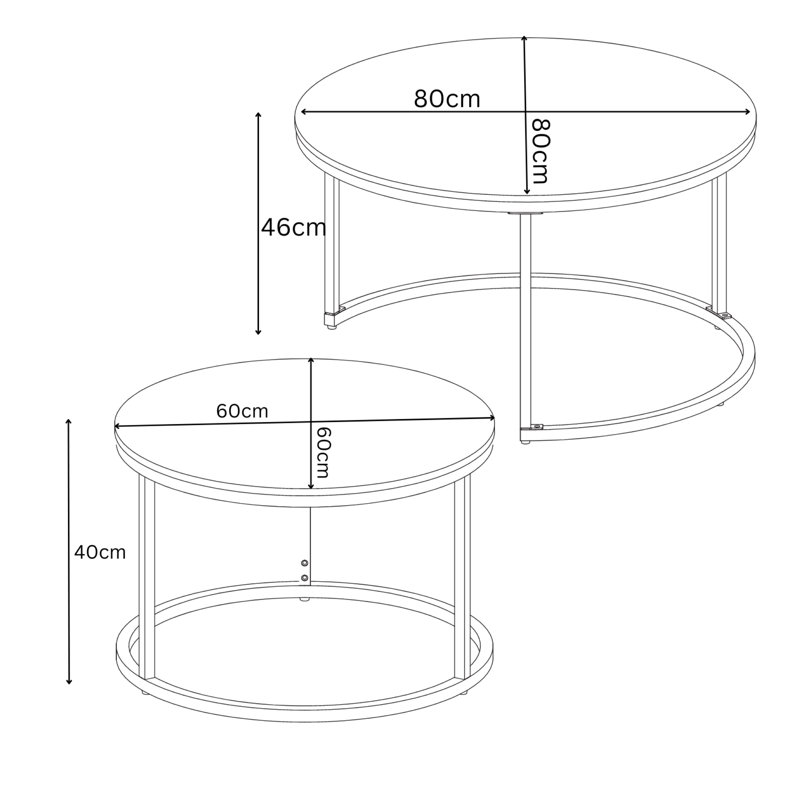 Chalres Frame Coffee Table, 460cm H x 80cm W x 80cm L, Grey