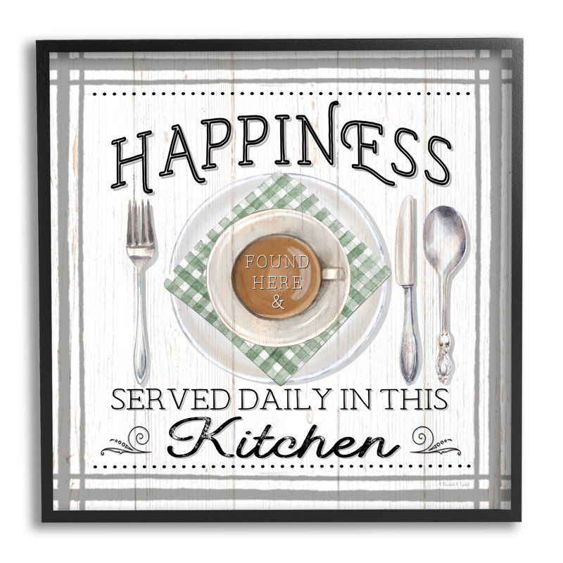 ba-999-Cadre encadré «Happiness Served in Kitchen» par Elizabeth Tyndall, Giclée encadrée noir minuit