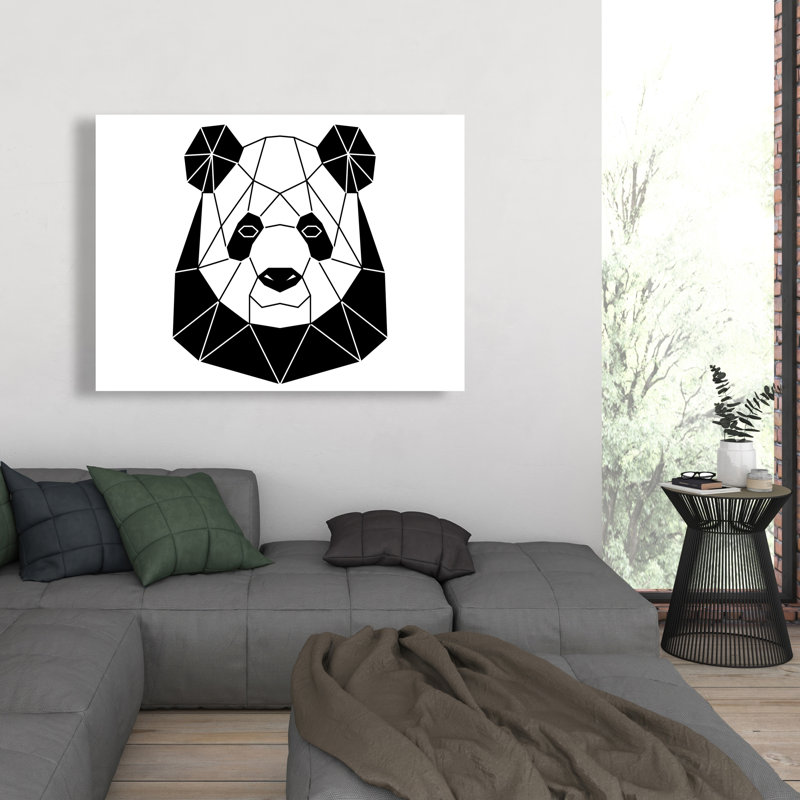Panda géométrique - Art rétro pour enfants, décoration sur toile