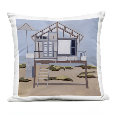 Silent Shores Cabin Outdoor Printed Pillow design by Melissa Wang
