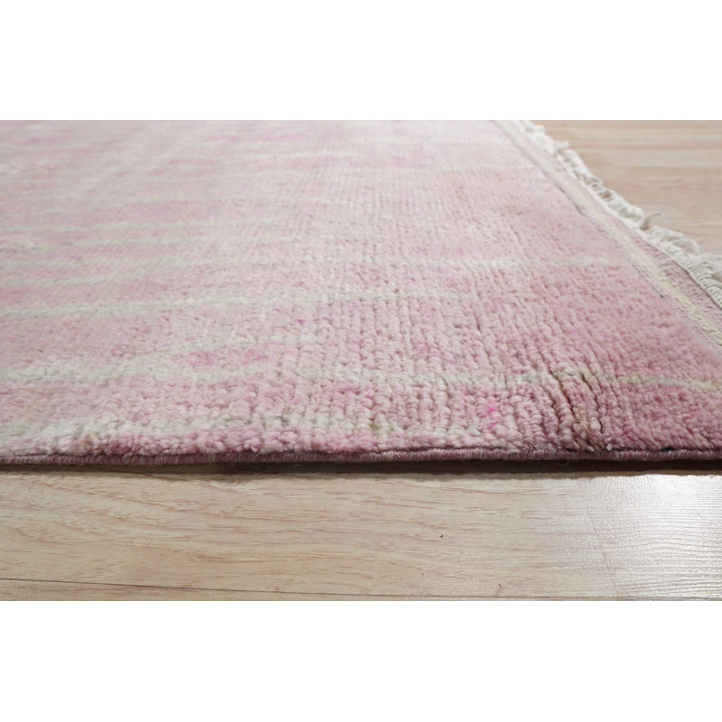 Coral Hand-Knotted Wool Subtle Linear Texture Geometric Modern Contemporary Carpet Rug, 10' x 14'