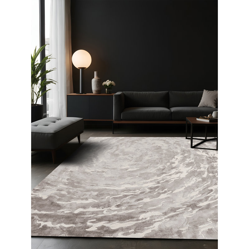 Tapis gris soyeux et moelleux, Carré 5 pi