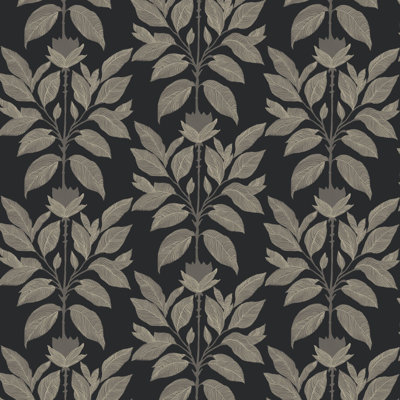 Papier peint floral noir Wayward Petal