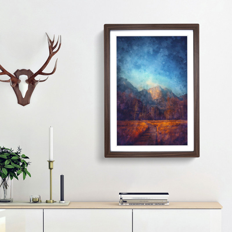 Mountain Path - Picture Frame Painting Print, Walnut Framed, 33cm H x 24cm W x 2cm D